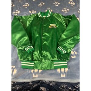Auburn Sportswear Mens Green Satin Varsity Jacket Pereira's Dairy Systems L USA